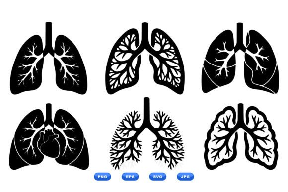 Anatomical Lung Silhouette SVG