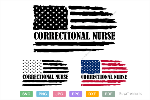 Correctional Nurse USA Flag Distressed