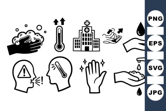 Hand Hygiene Medical Icons Set