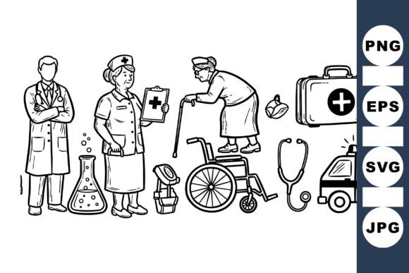 Medical Care Line Art Set