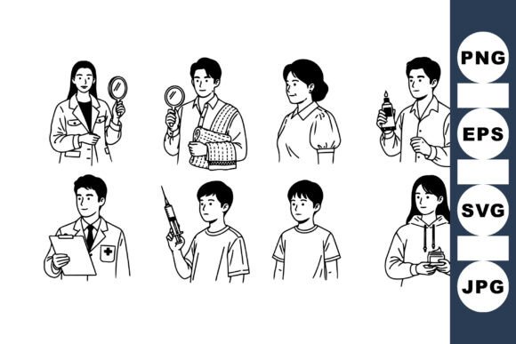Medical Character Line Art Collection