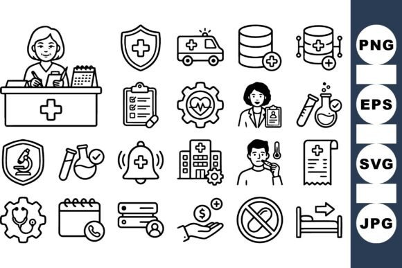 Medical Hospital Icon Clipart Set