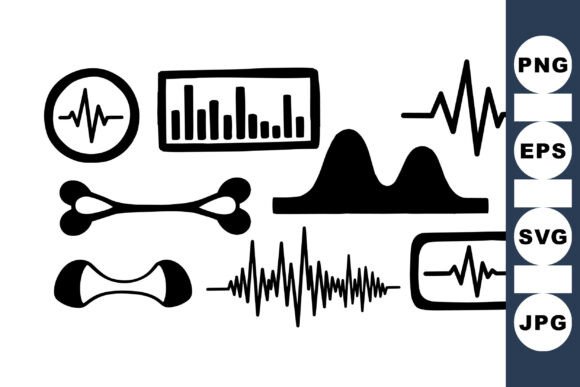 Medical Pulse and Wave Icons Set