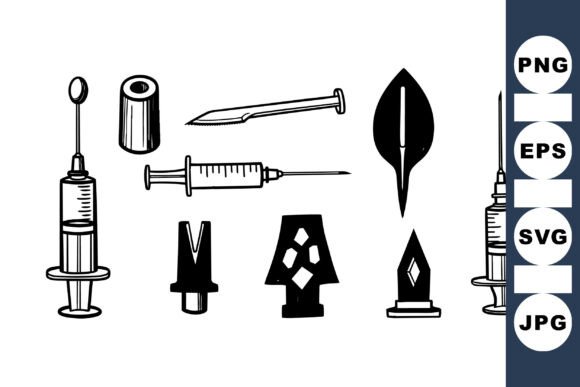 Medical Syringe Vector Clipart Set