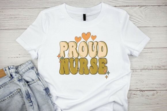 Retro Proud Nurse Hearts Sublimation PNG
